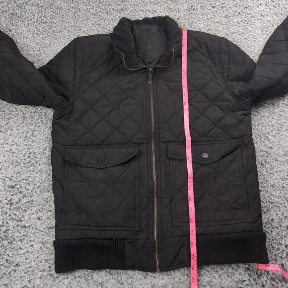 Black Rivet Jacket Men Medium Black Quilted Utility Military Full Zip Pockets - Picture 3 of 6